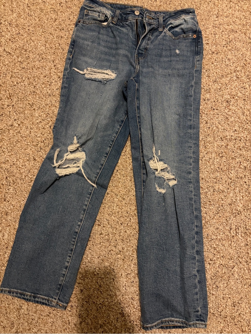 Old Navy Distressed Blue Straight-Leg Jeans